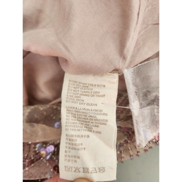 NWD Anthropologie Let Me Be Checked Shine Embellished Dress Size L Mauve - Picture 16 of 16